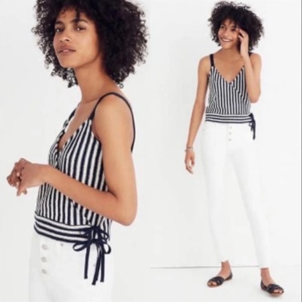 Madewell Finale Striped Cropped Tank SZ XS